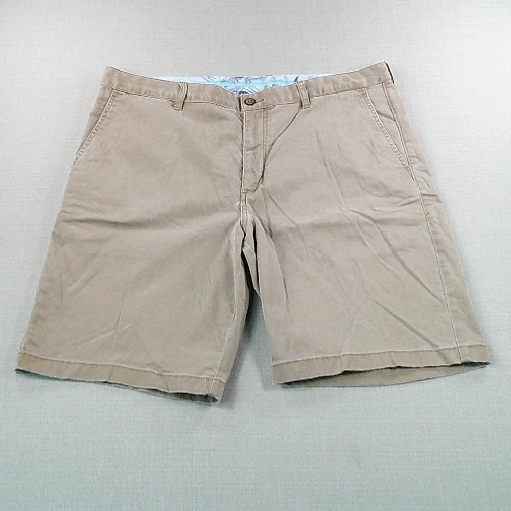 Tommy Bahama Chino Shorts Mens 38 Tan Cotton Blend Flat Front 10